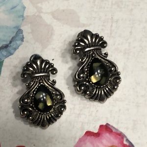 Pierced Earrings Silver Tone Multicolor Glass Bead